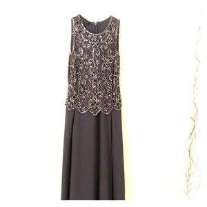 Sleeveless beaded chiffon dress by jkara